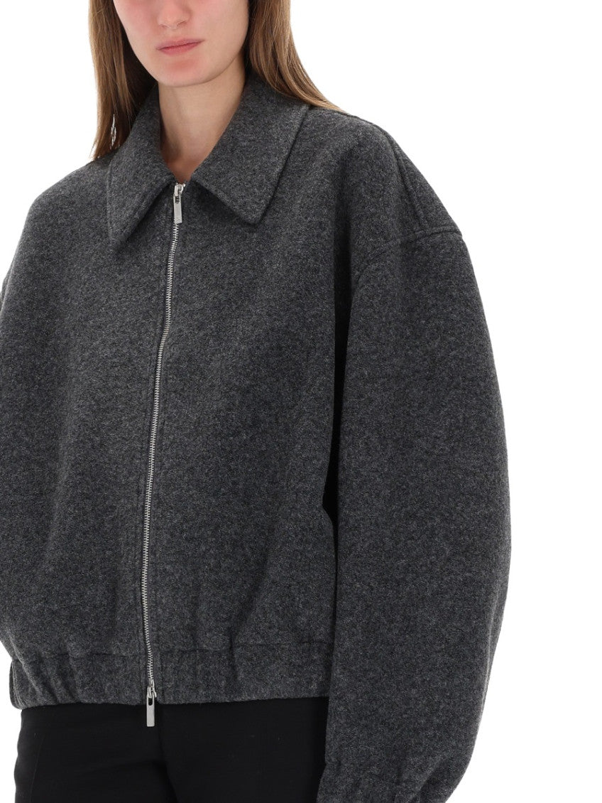 Grey Solid Shirt Collar Jacket 3