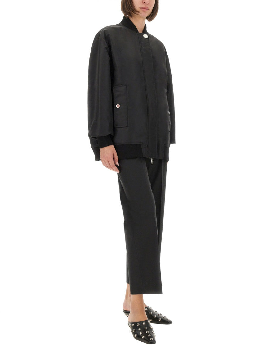 Black Solid Mock Collar Jacket 4