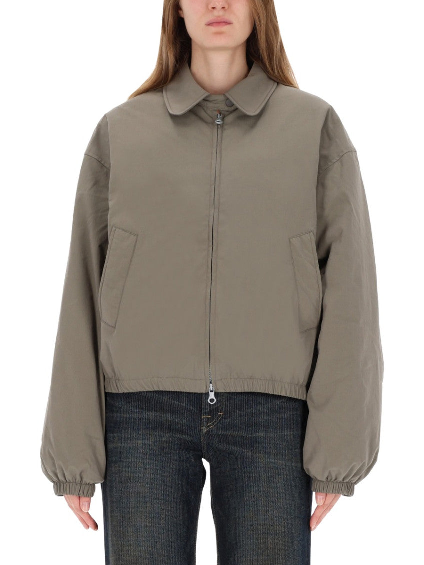 Grey Solid Shirt Collar Jacket 1