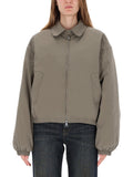 Grey Solid Shirt Collar Jacket 1