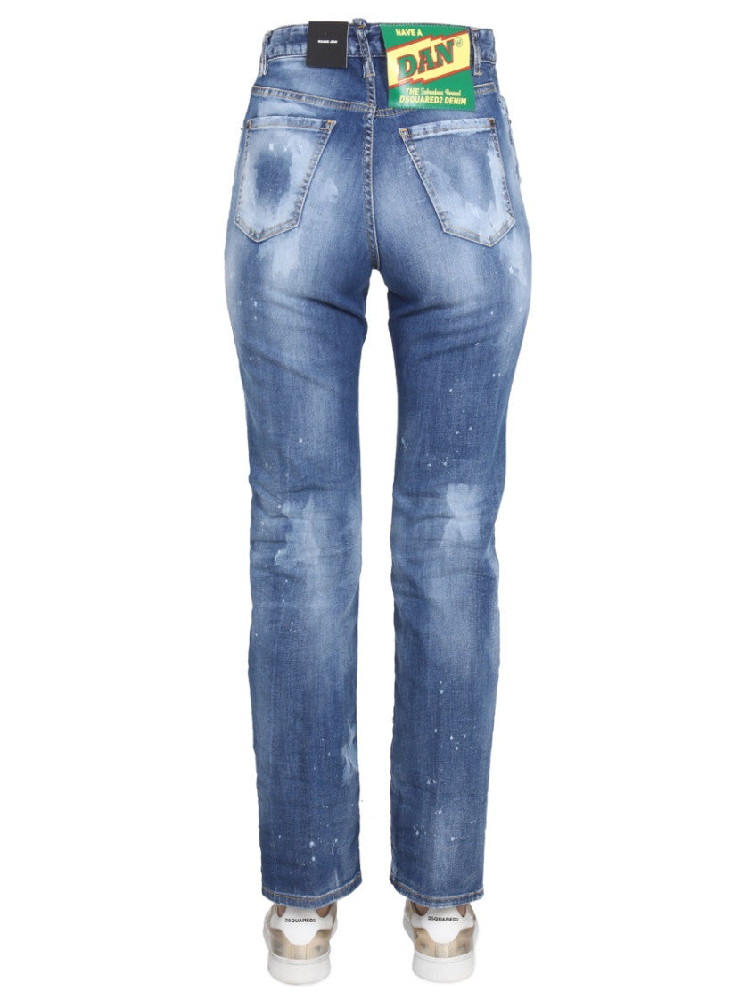 Blue Straight High Rise Jeans 2