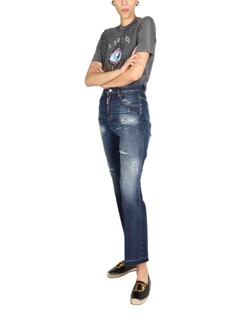 Denim Flared High Rise Jeans 4