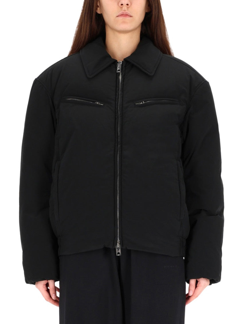 Black Solid Shirt Collar Jacket 1
