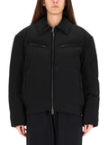 Black Solid Shirt Collar Jacket 1