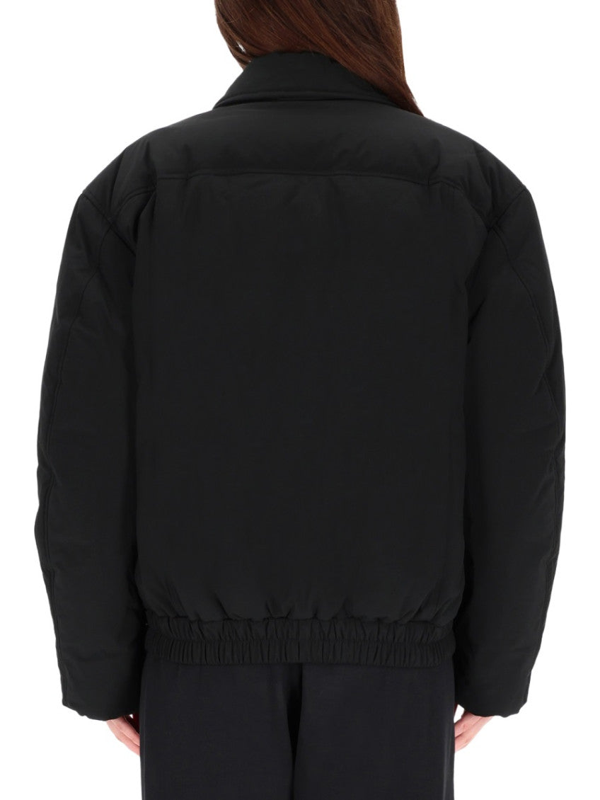 Black Solid Shirt Collar Jacket 2