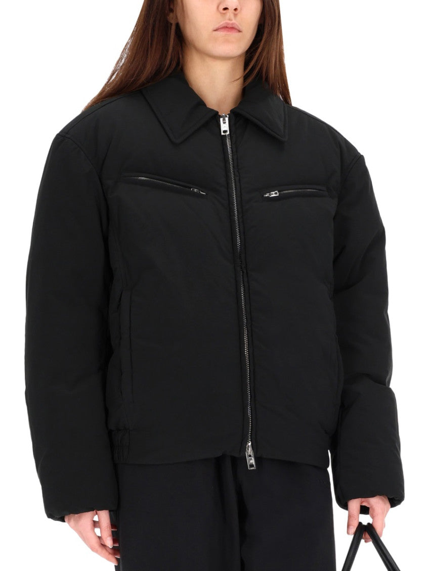 Black Solid Shirt Collar Jacket 3