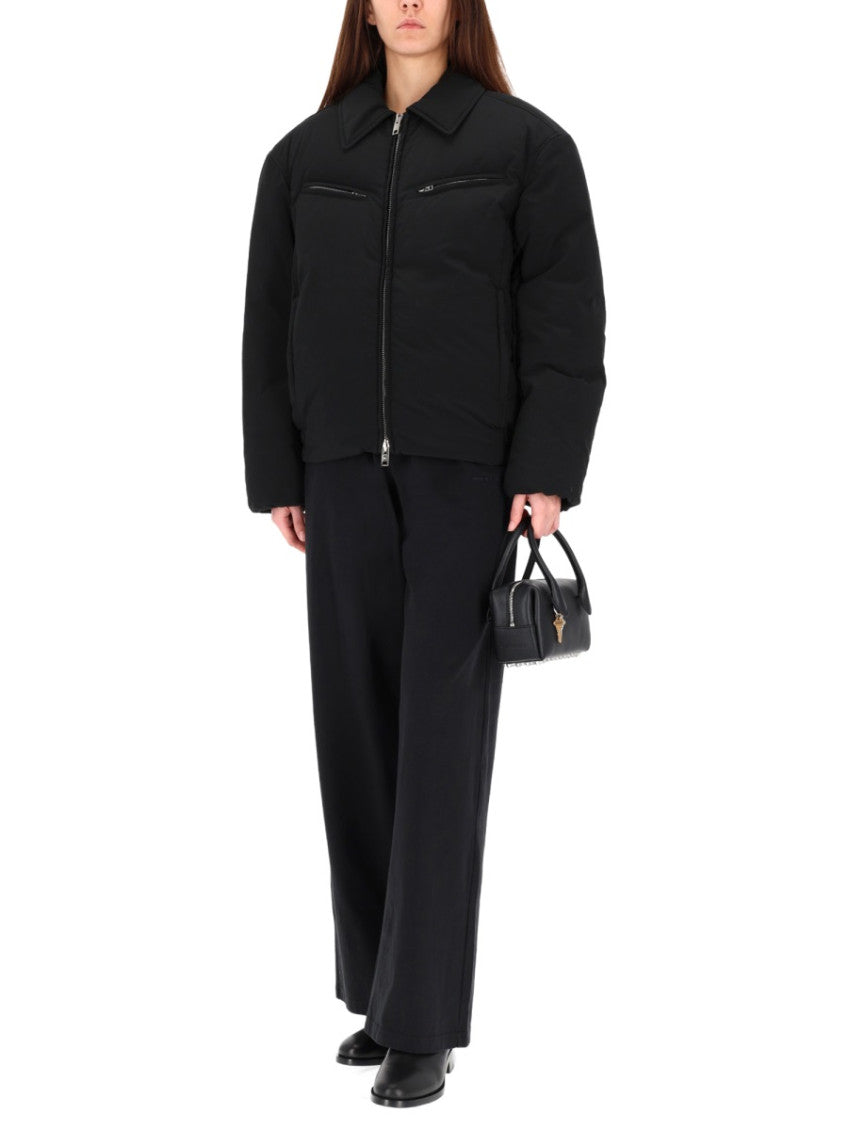 Black Solid Shirt Collar Jacket 4