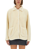 White Solid Shirt Collar Jacket 1