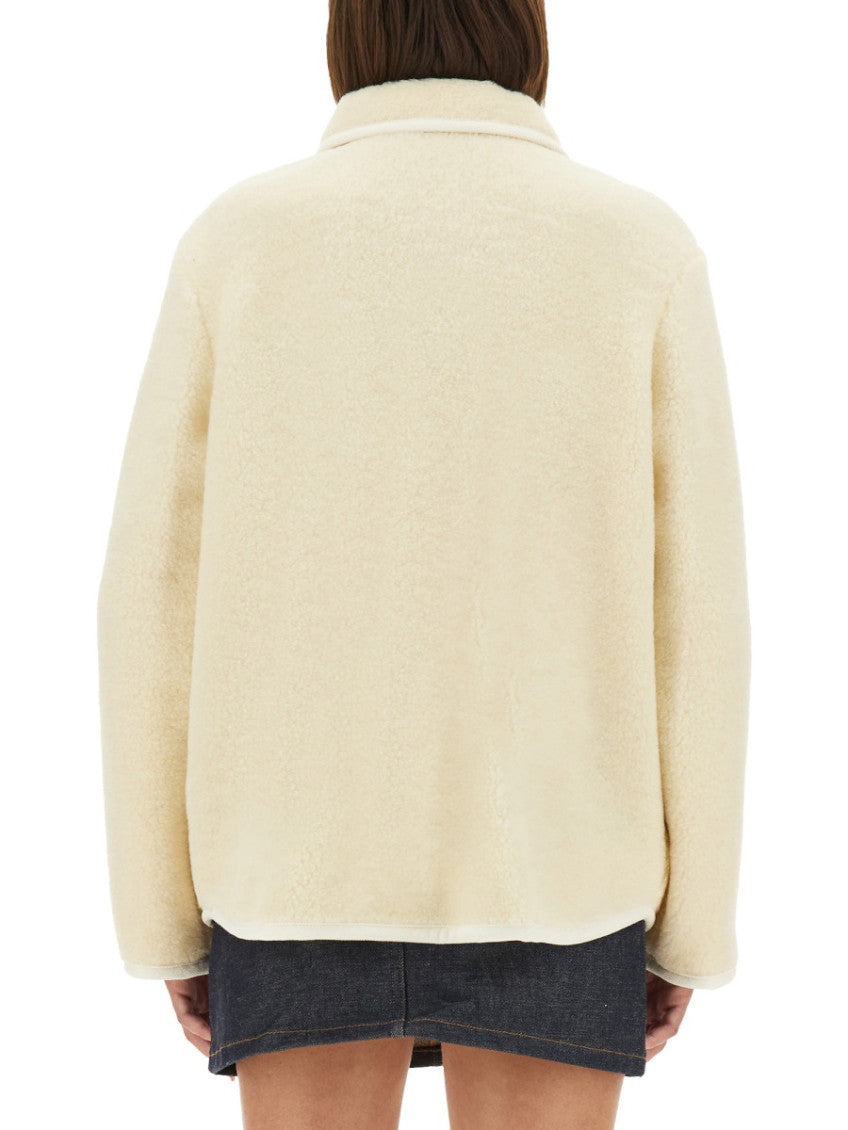 White Solid Shirt Collar Jacket 2