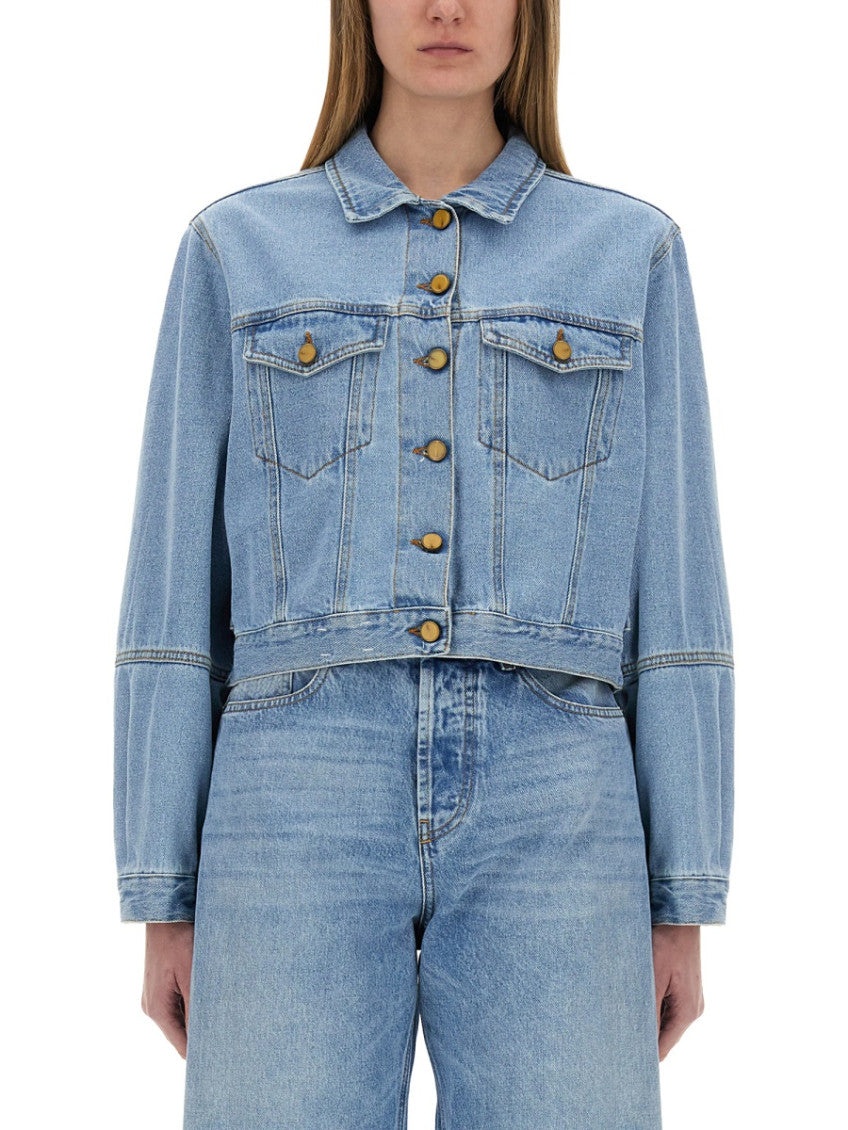 Denim Solid Shirt Collar Jacket 1