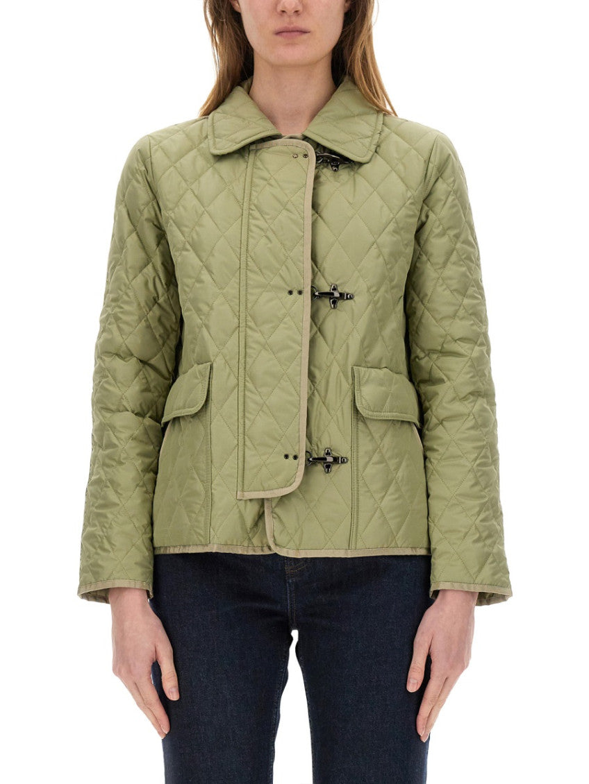 Green Quilted Shirt Collar Jacket 1