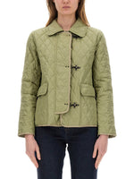 Green Quilted Shirt Collar Jacket 1