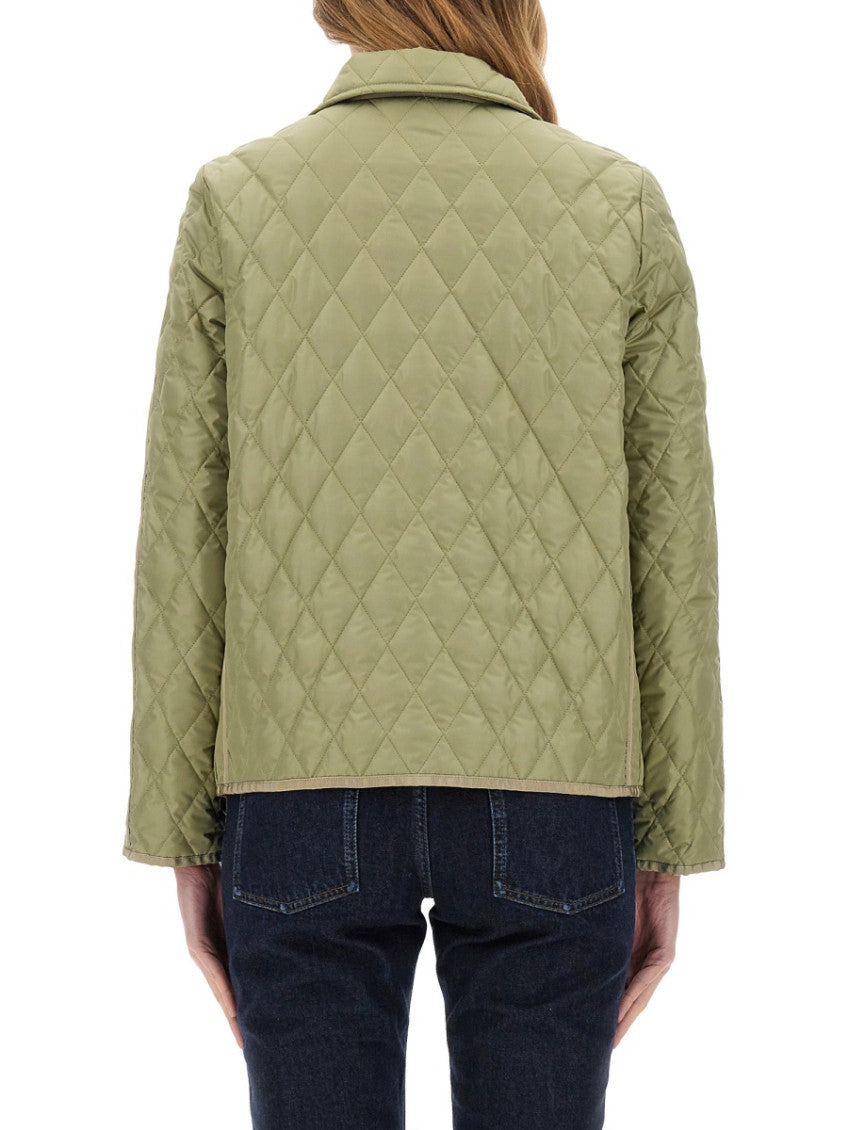 Green Quilted Shirt Collar Jacket 2