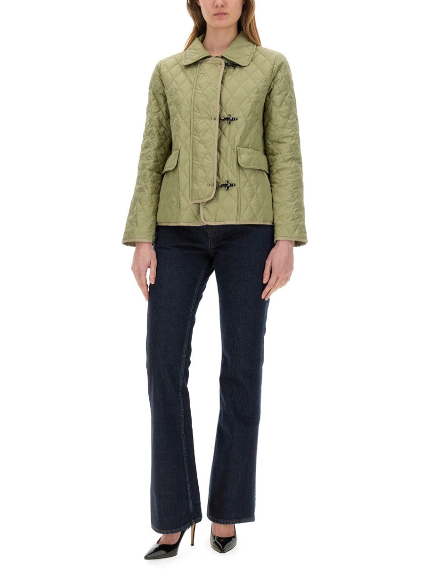 Green Quilted Shirt Collar Jacket 4