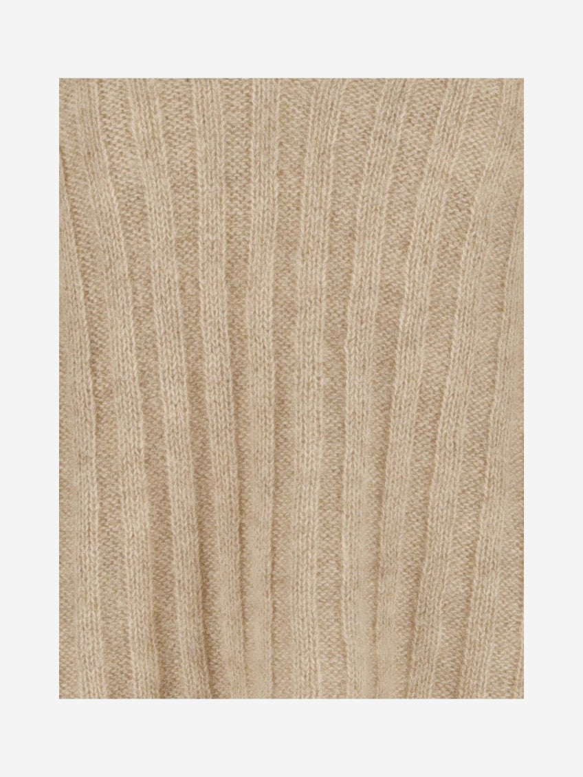 Beige V-Neck Long Sleeves Sweater 3