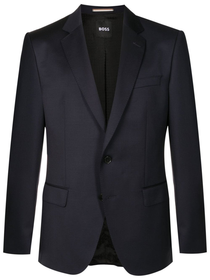 Blue Solid Notched Lapel Blazer 1