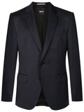 Blue Solid Notched Lapel Blazer 1