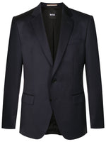 Blue Solid Notched Lapel Blazer 1