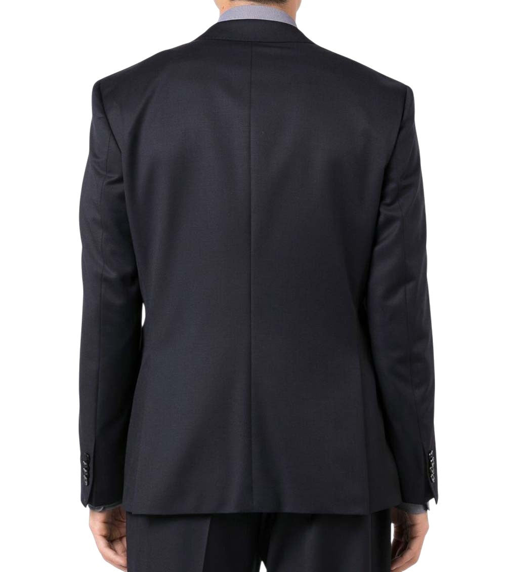 Blue Solid Notched Lapel Blazer 2