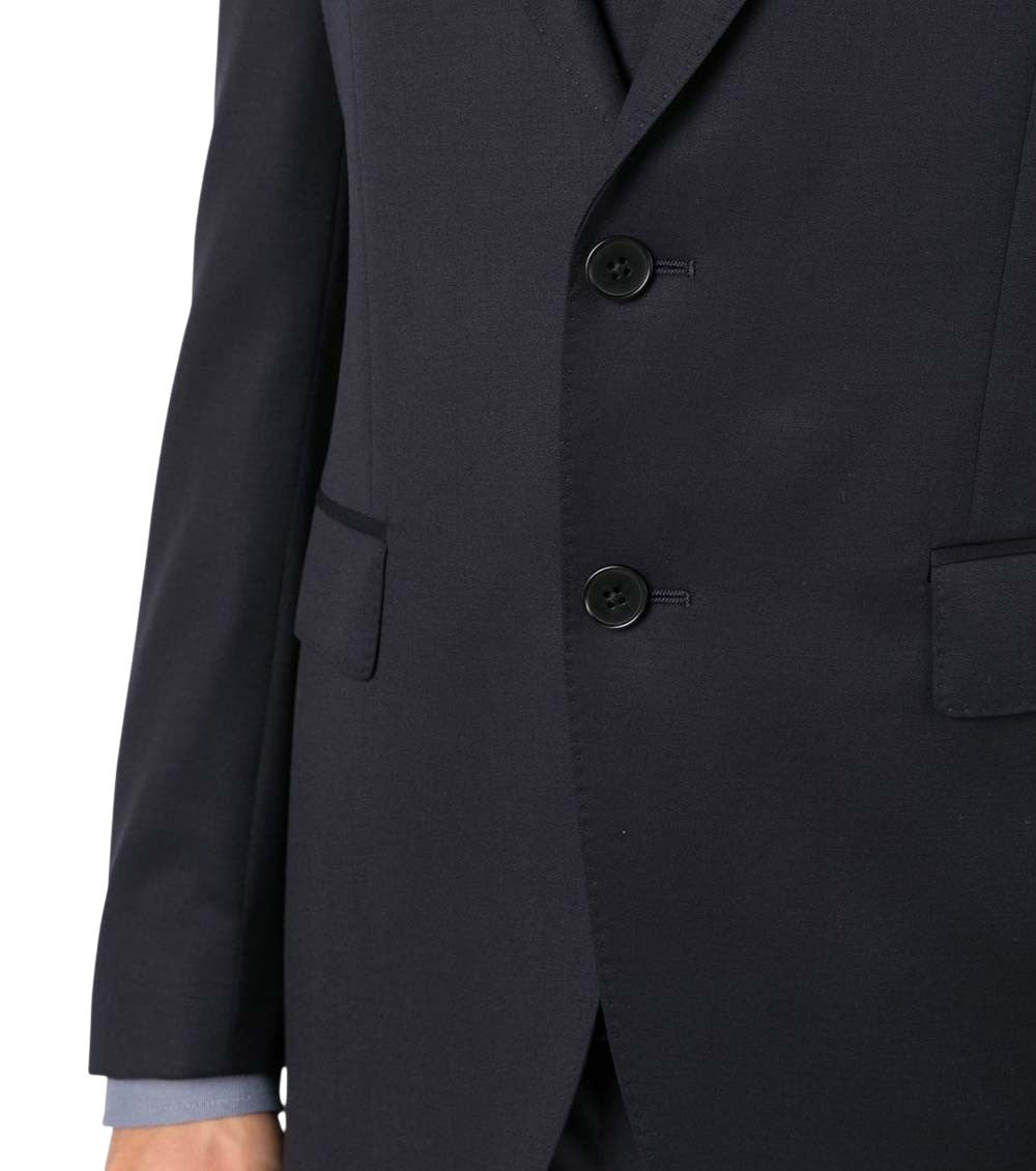 Blue Solid Notched Lapel Blazer 3