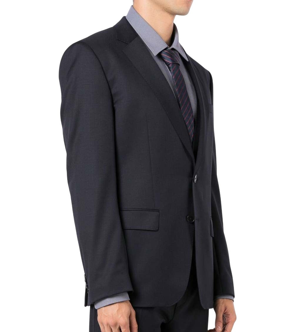 Blue Solid Notched Lapel Blazer 4