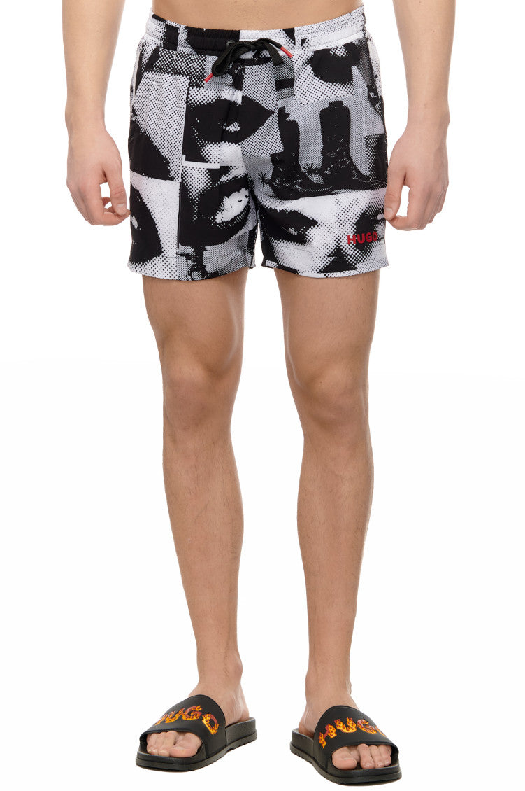 Black Graphic Swim Shorts 2