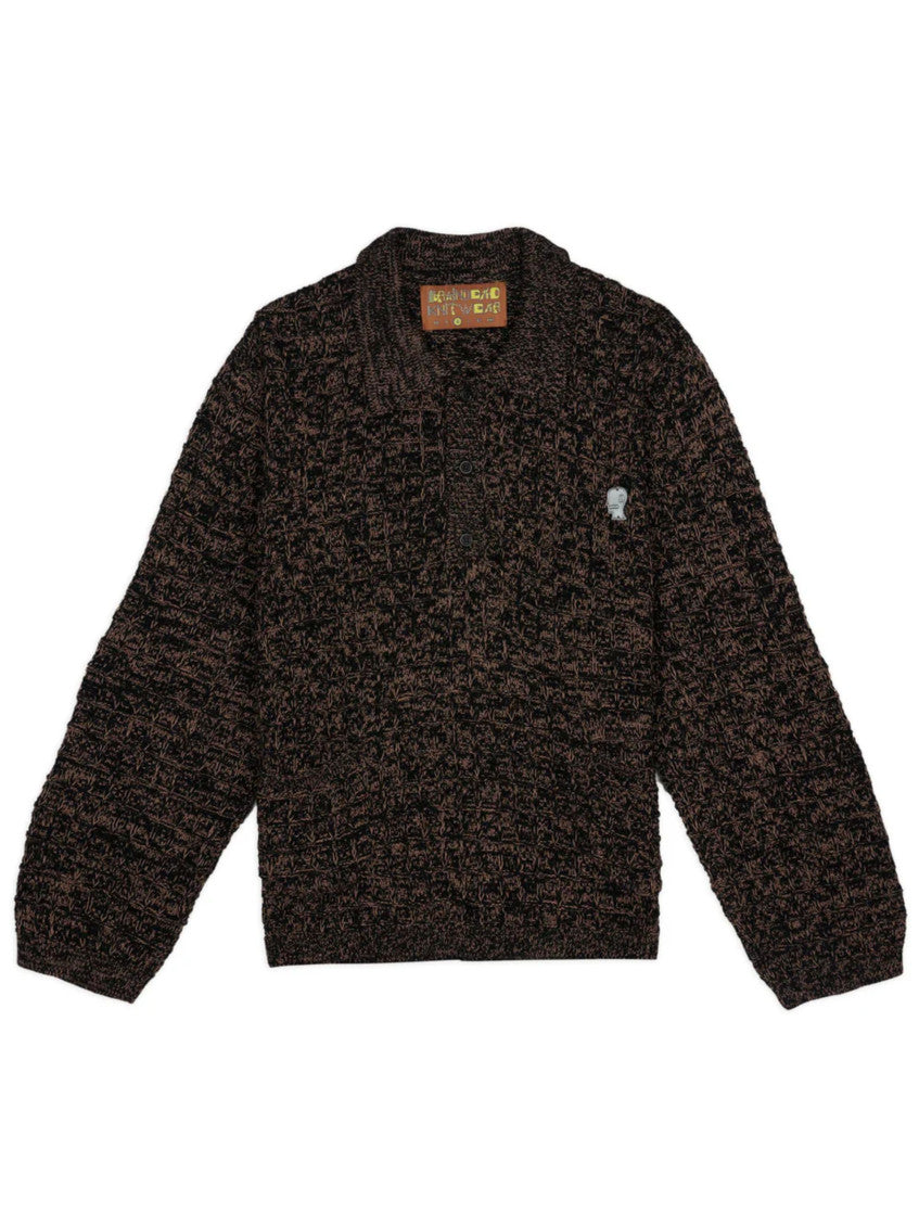 Brown Shirt Collar Sweater 1