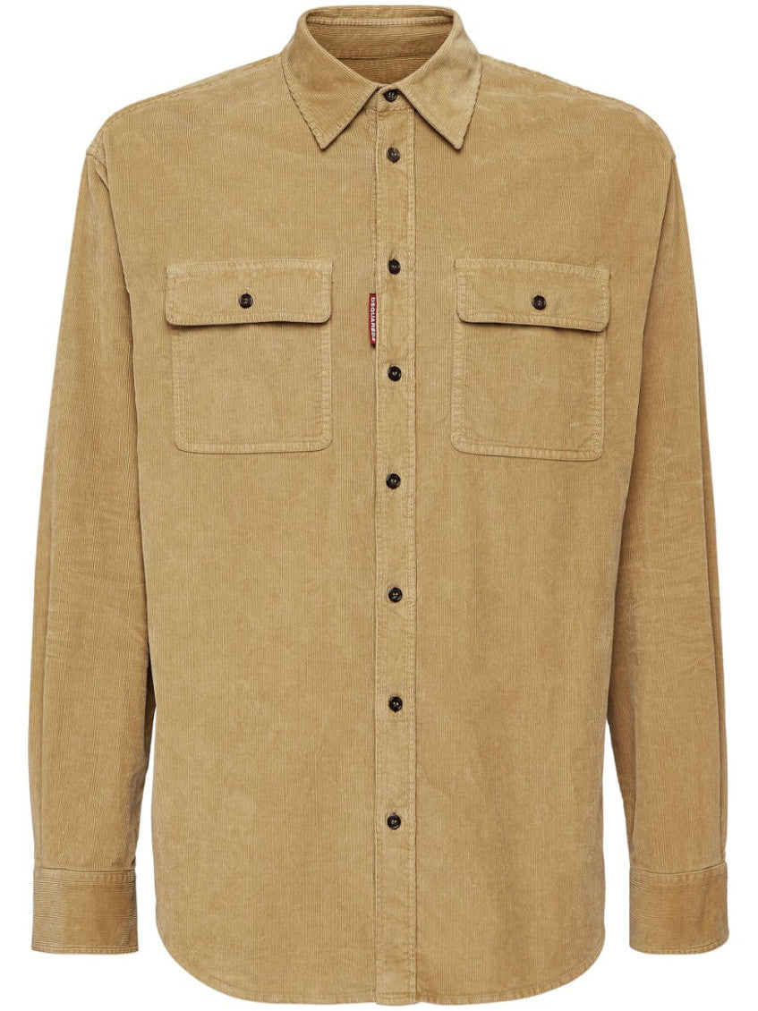 Beige Regular Corduroy Shirt 1