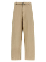 Beige Straight Solid Trousers 1