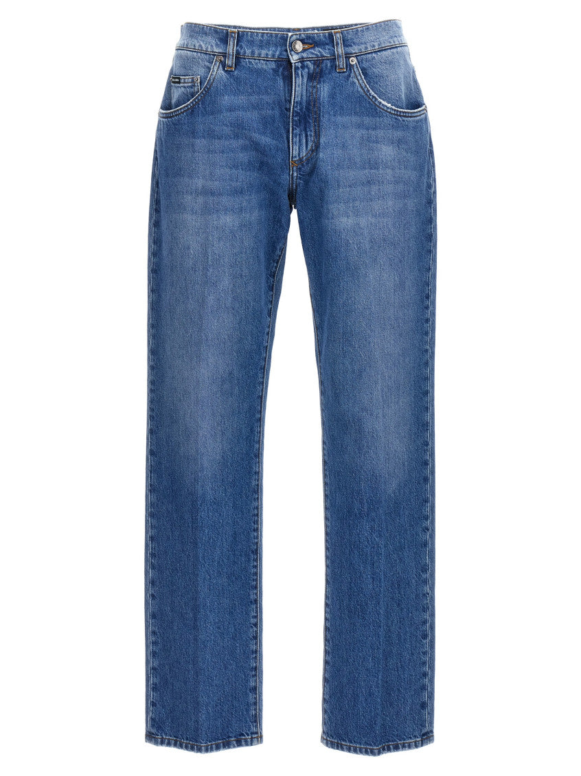 Blue Logo Plaque Jeans 1