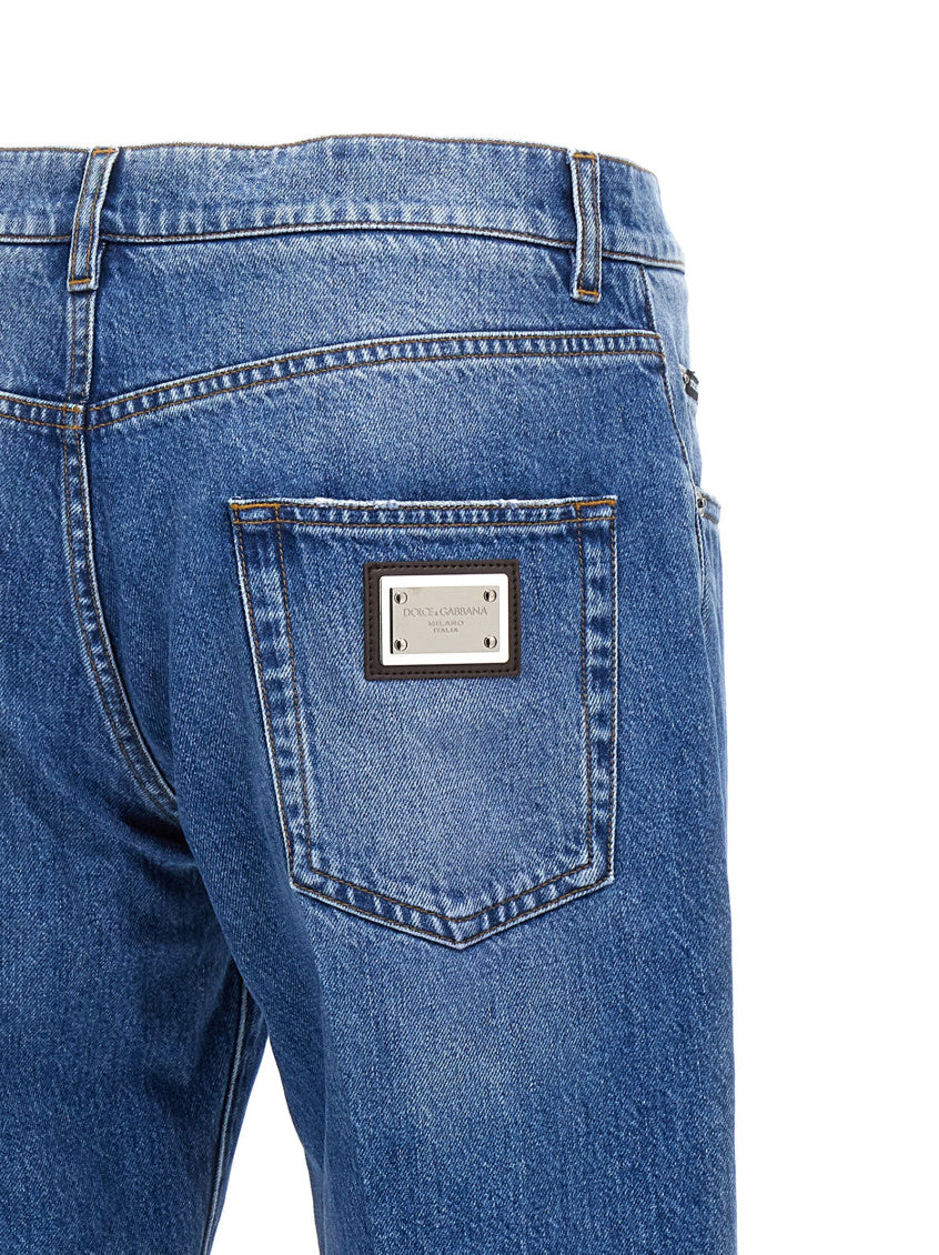 Blue Logo Plaque Jeans 4
