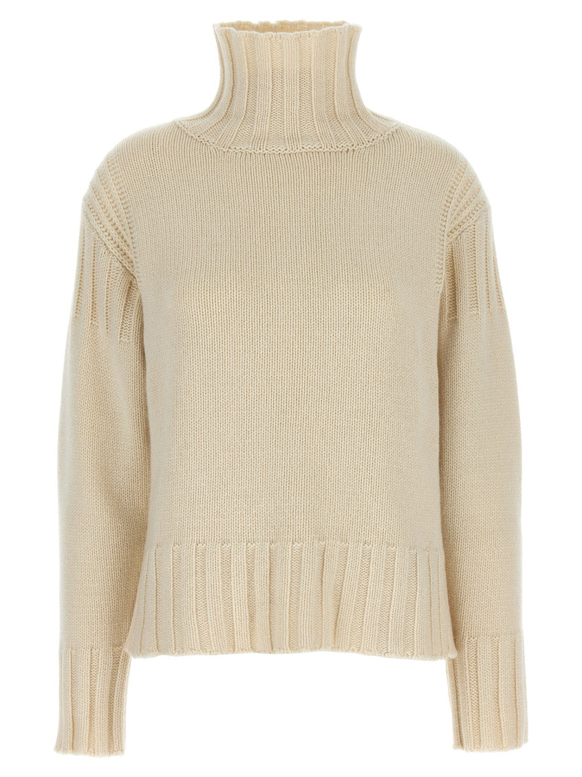 Beige Ribbed Detail Sweater 1