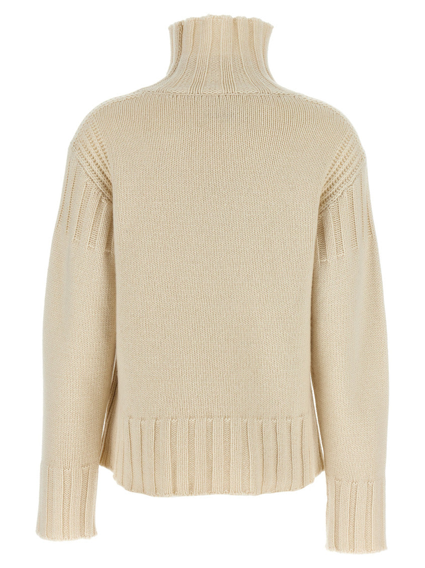Beige Ribbed Detail Sweater 2