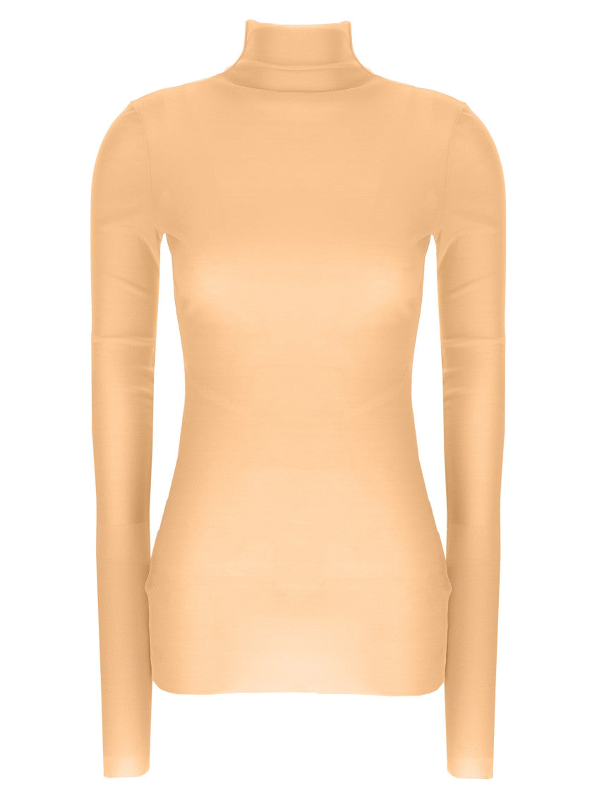 Beige  Silk Turtleneck Top 1