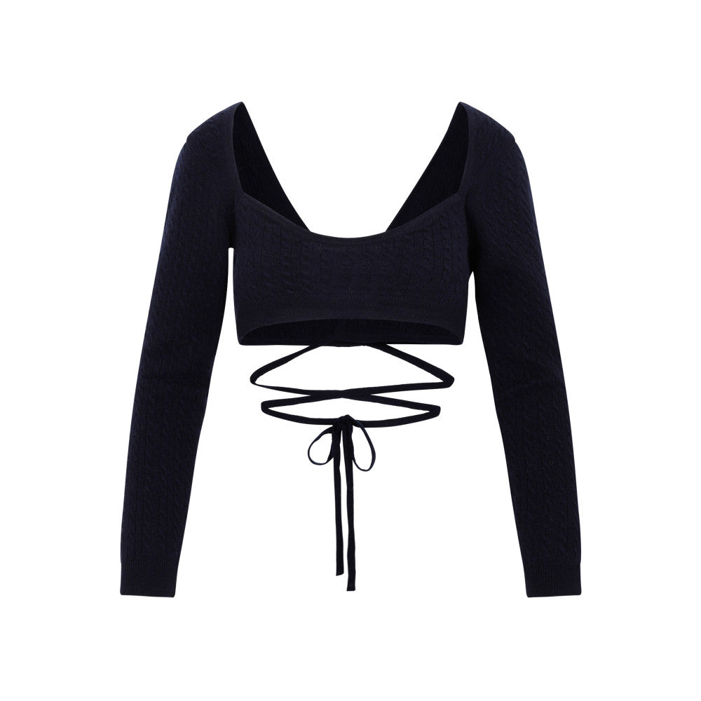 Black Wrap Knitted Top 1