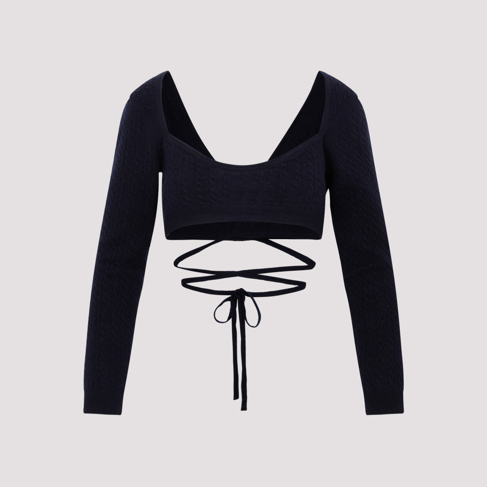 Black Wrap Knitted Top 2