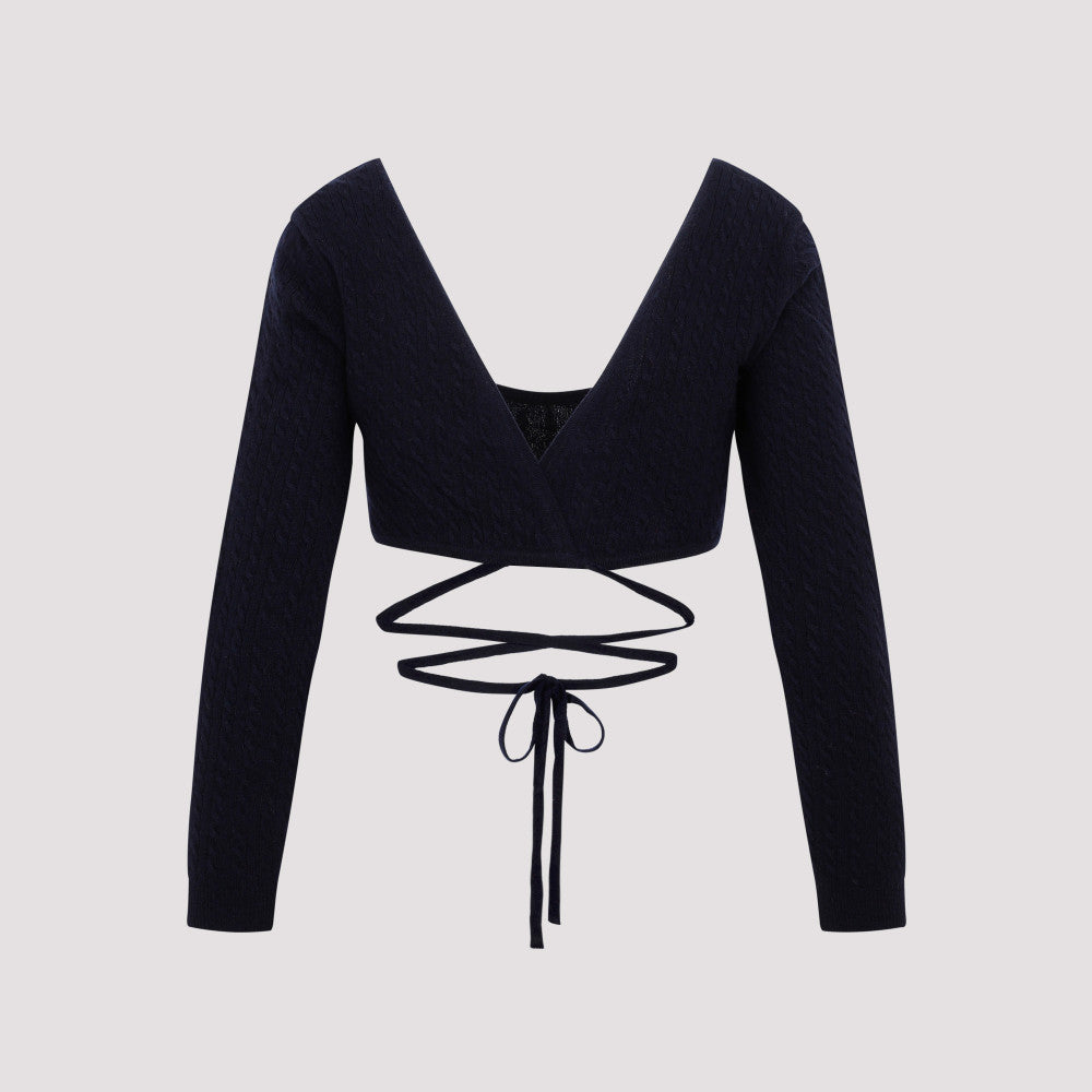 Black Wrap Knitted Top 4