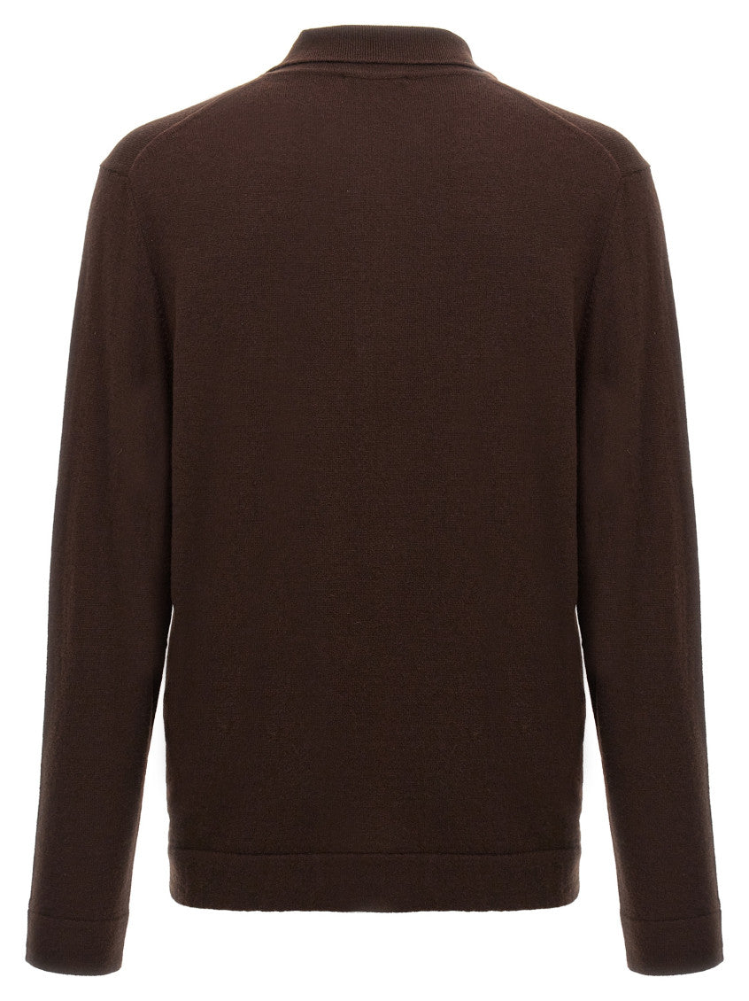 Brown Cashmere wool polo shirt 2