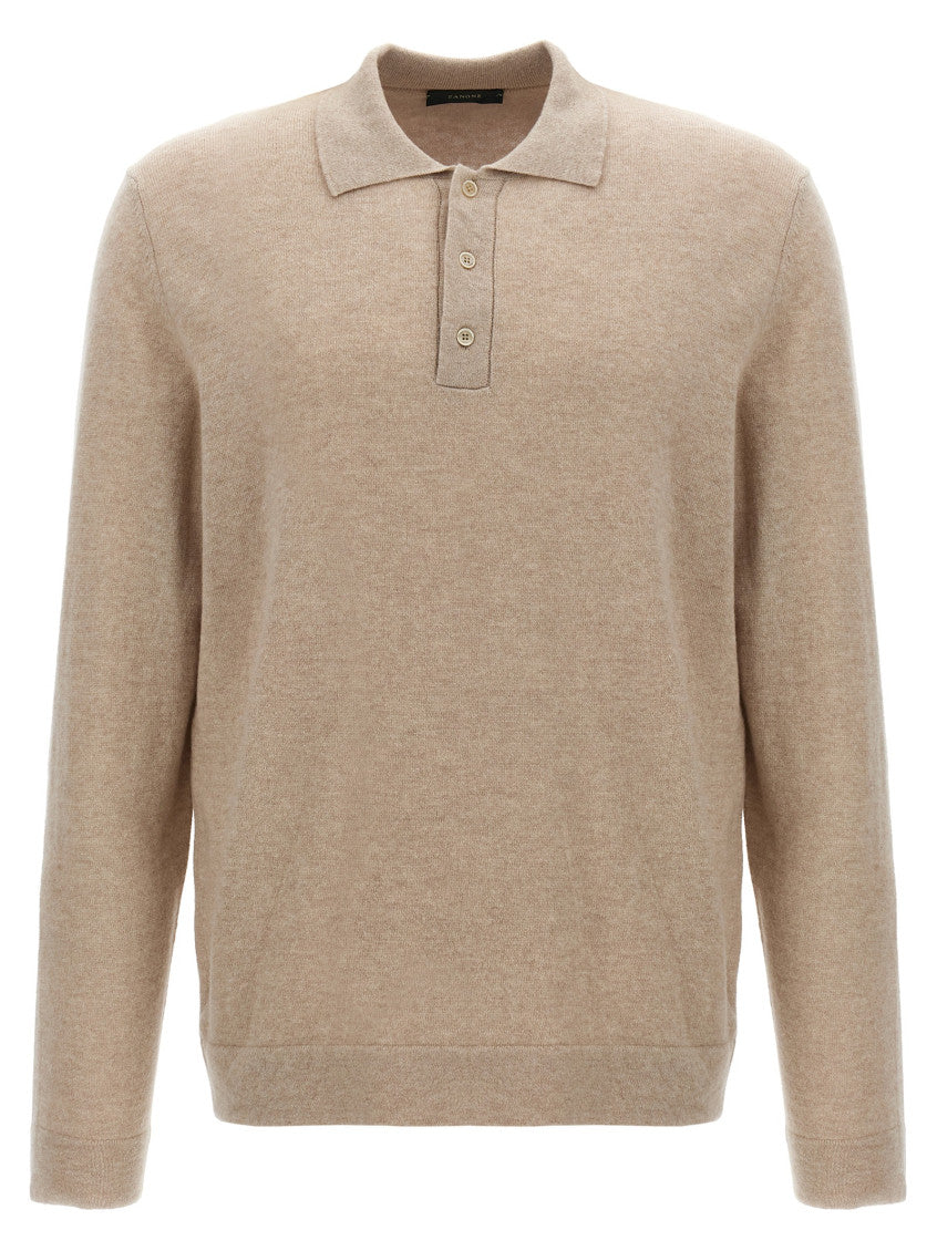 Beige Cashmere wool polo shirt 1