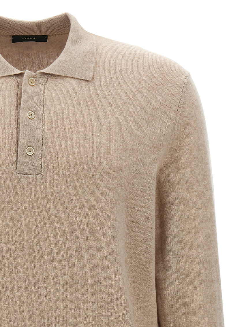 Beige Cashmere wool polo shirt 3