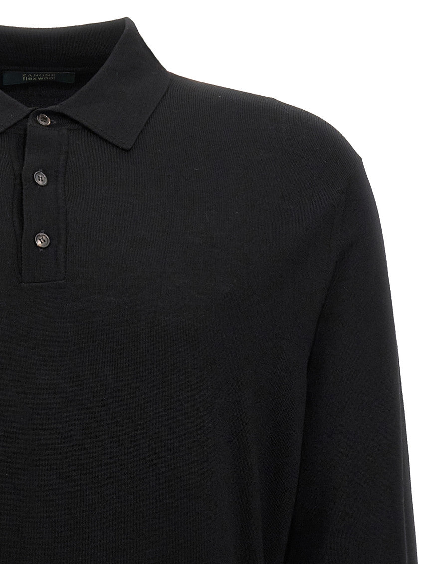 Black Wool polo shirt 3
