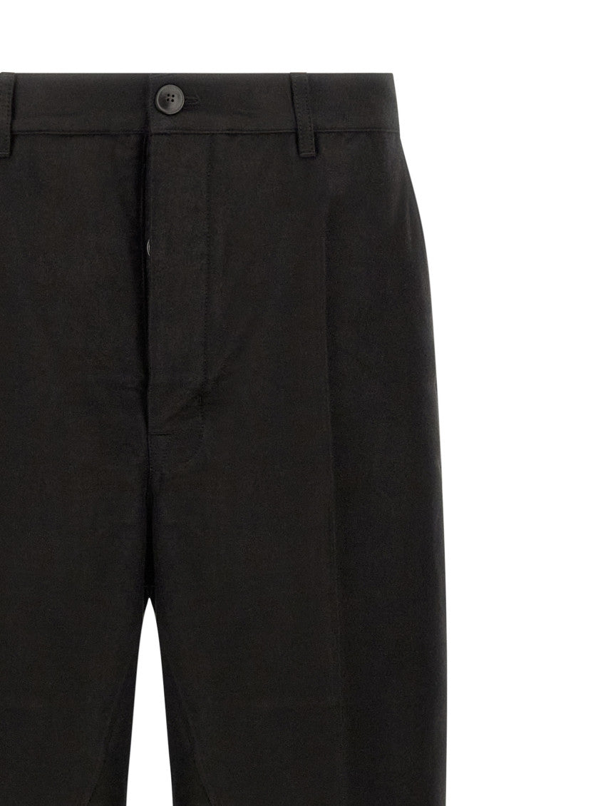 Black Loose Flat Front Pants 3