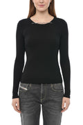Black Textured Round Neck Top 1