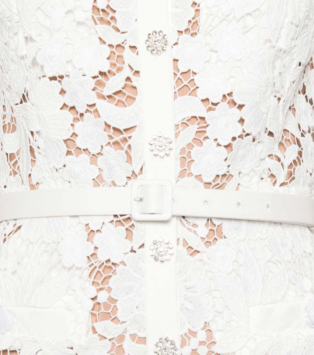 White Lace Shirt Collar Midi Dress 5