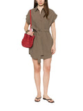Brown Shirt Collar Mini Dress 1