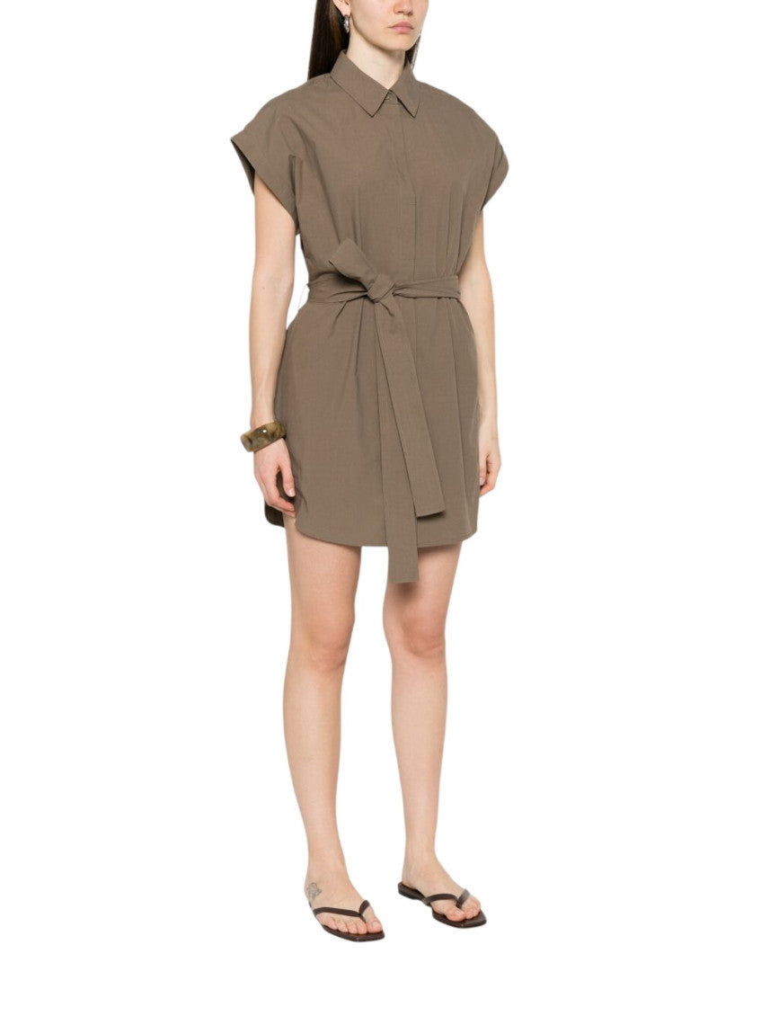 Brown Shirt Collar Mini Dress 3