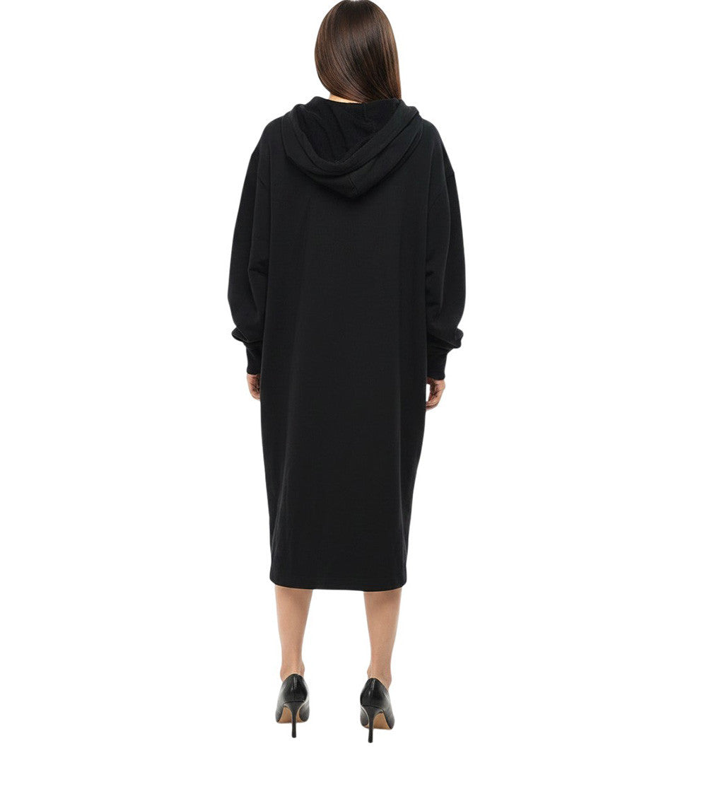 Black Logo Hood Midi Dress 2