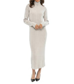 Grey Textured Turtle Neck Maxi Dress 1