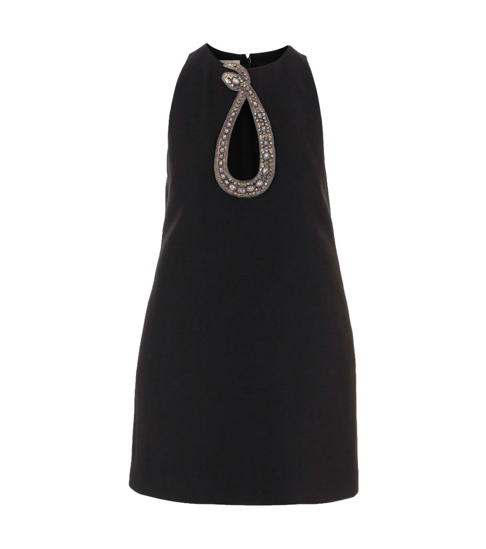 Black Embellished Round Neck Mini Dress 1