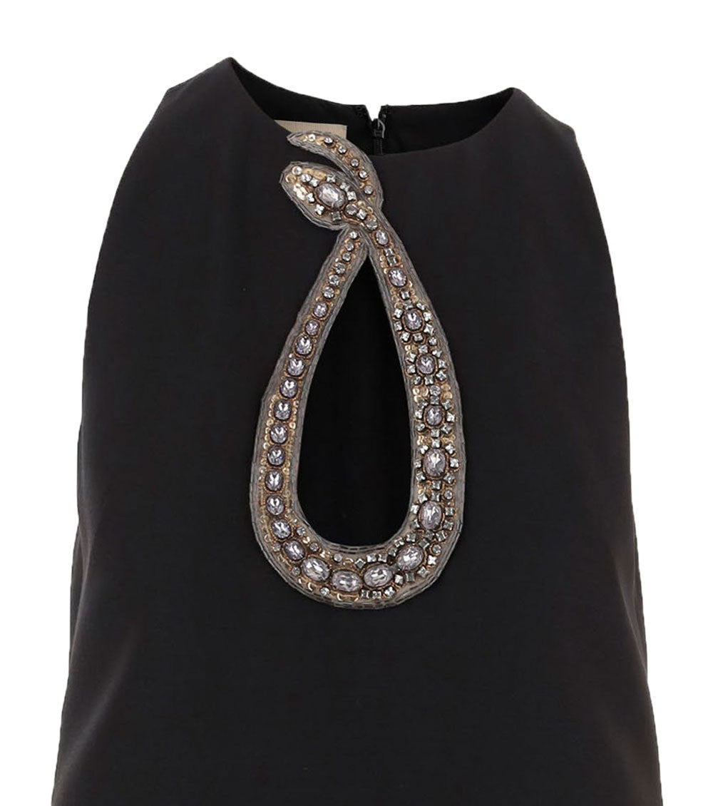 Black Embellished Round Neck Mini Dress 5